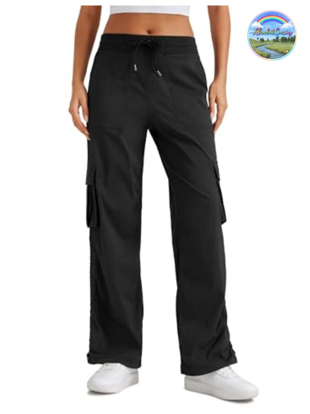 Lightweight Cargo Joggers Pants with Pockets, Drawstring, Mid Rise, 30" Inseam